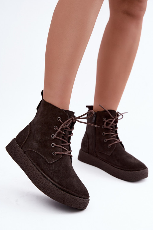 Botins isolados de camurça sintética Sergio Leone BT-30 CzekoladoĮe
