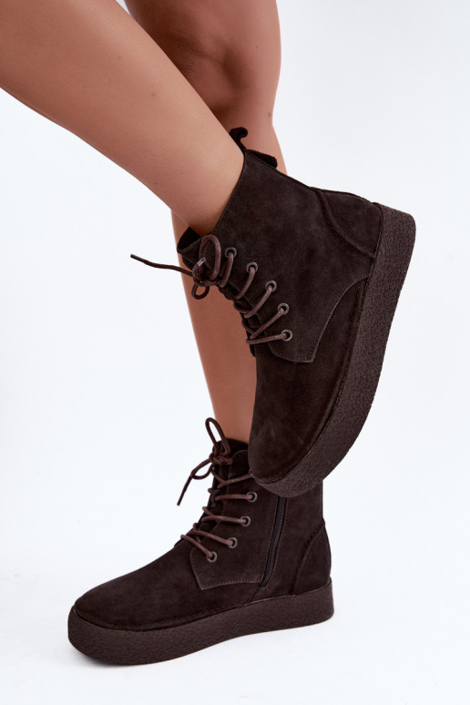 Botins isolados de camurça sintética Sergio Leone BT-30 CzekoladoĮe
