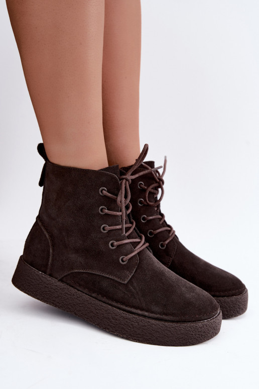 Botins isolados de camurça sintética Sergio Leone BT-30 CzekoladoĮe