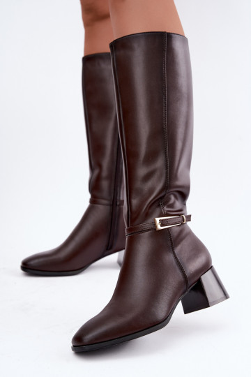 Botas altas de couro isoladas com saltos e fivelas Sergio Leone KZ-31 2