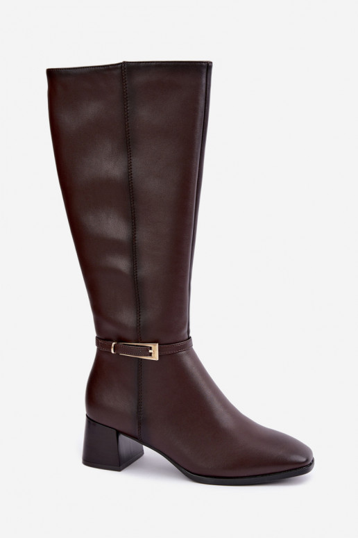 Botas altas de couro isoladas com saltos e fivelas Sergio Leone KZ-31