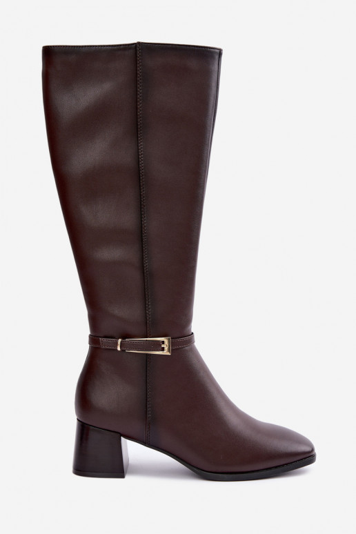 Botas altas de couro isoladas com saltos e fivelas Sergio Leone KZ-31
