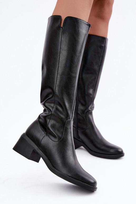 Botas altas pretas de couro isoladas Klocke Sergio Leone KZ-17