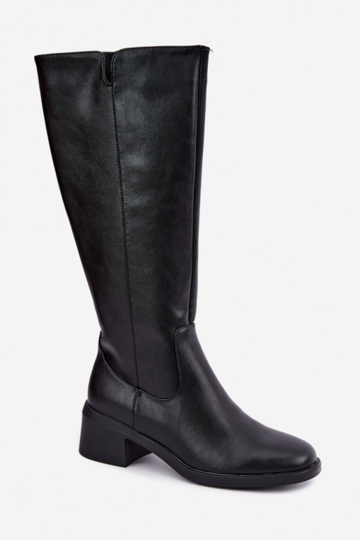 Botas altas pretas de couro isoladas Klocke Sergio Leone KZ-17