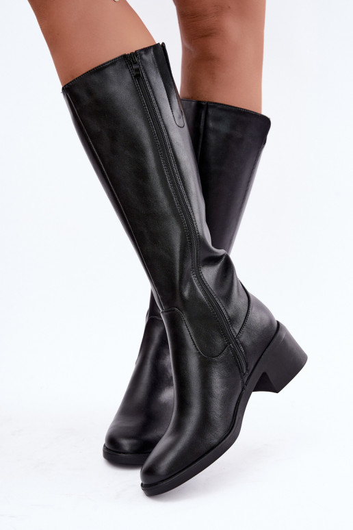 Botas altas pretas de couro isoladas Klocke Sergio Leone KZ-17