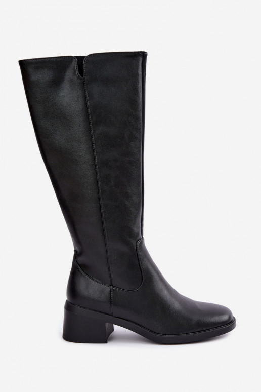Botas altas pretas de couro isoladas Klocke Sergio Leone KZ-17