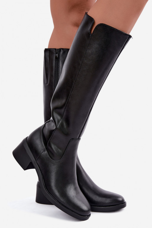 Botas altas pretas de couro isoladas Klocke Sergio Leone KZ-17