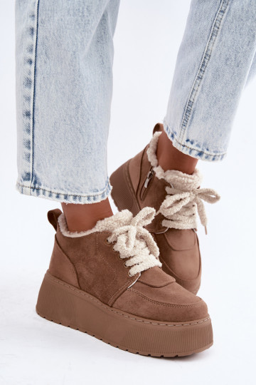 Botas de neve femininas com plataforma e pelo Luma areia