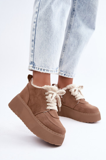 Botas de neve femininas com plataforma e pelo Luma areia 2
