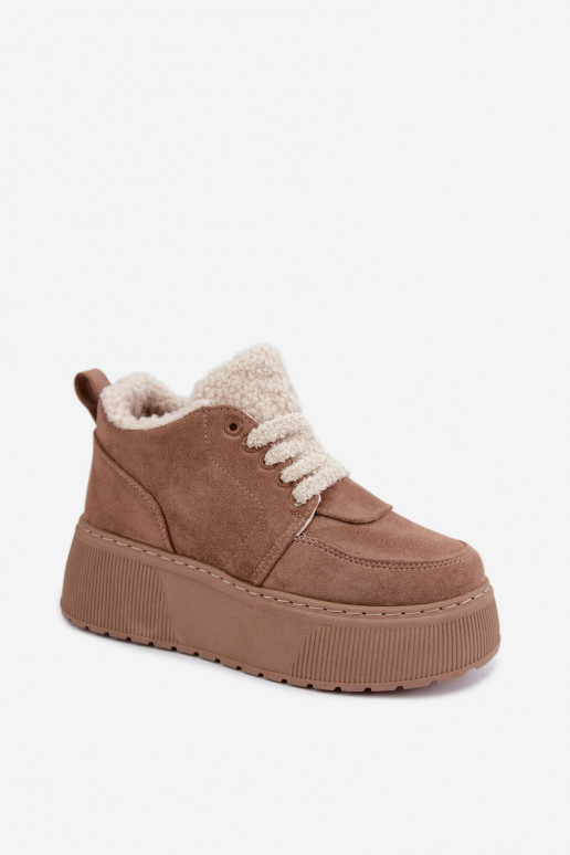 Botas de neve femininas com plataforma e pelo Luma areia