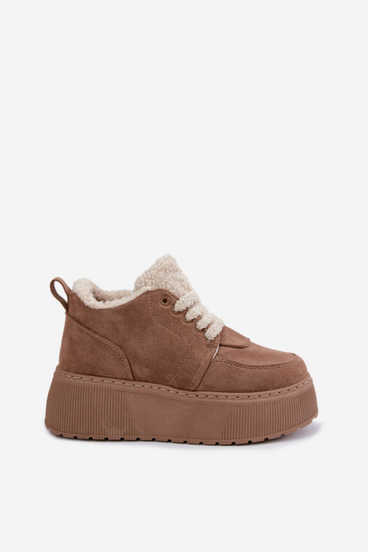 Botas de neve femininas com plataforma e pelo Luma areia