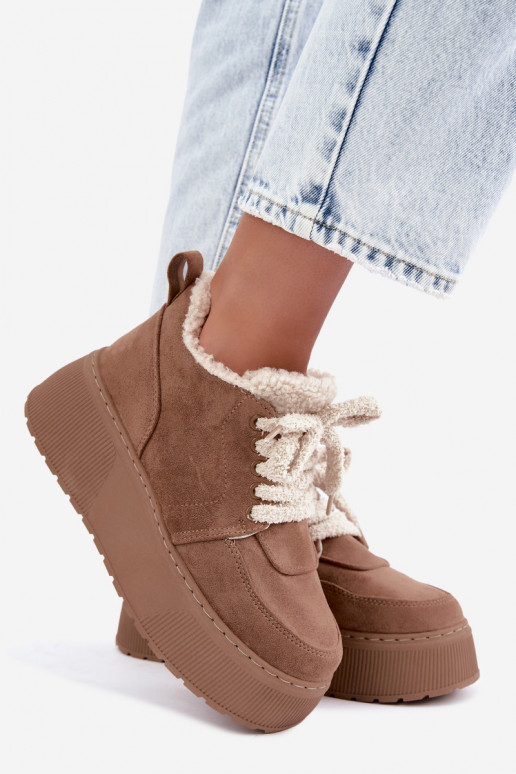 Botas de neve femininas com plataforma e pelo Luma areia
