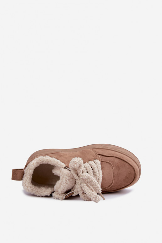 Botas de neve femininas com plataforma e pelo Luma areia