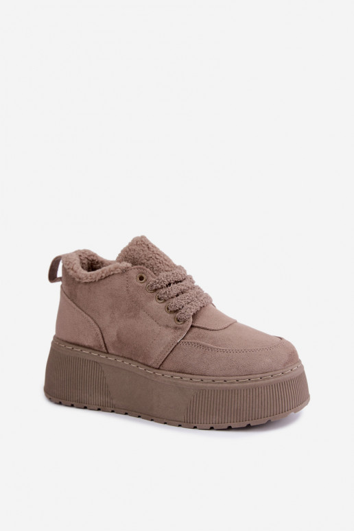 Botas de neve femininas com plataforma e pelo Luma argila