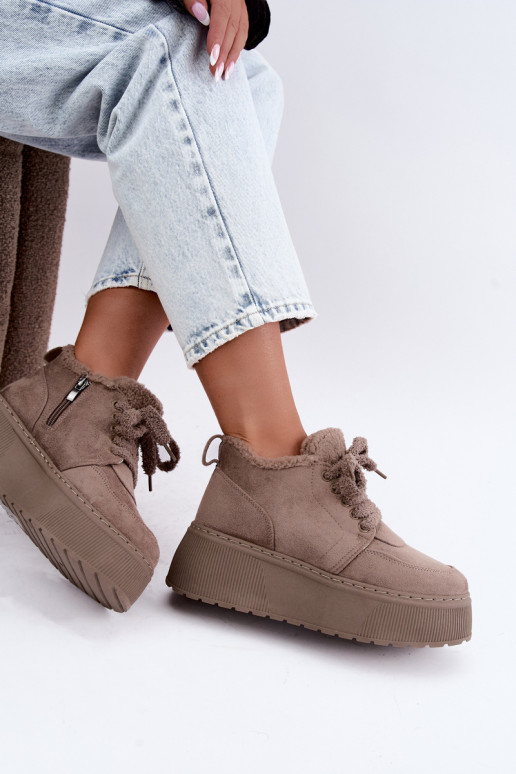 Botas de neve femininas com plataforma e pelo Luma argila