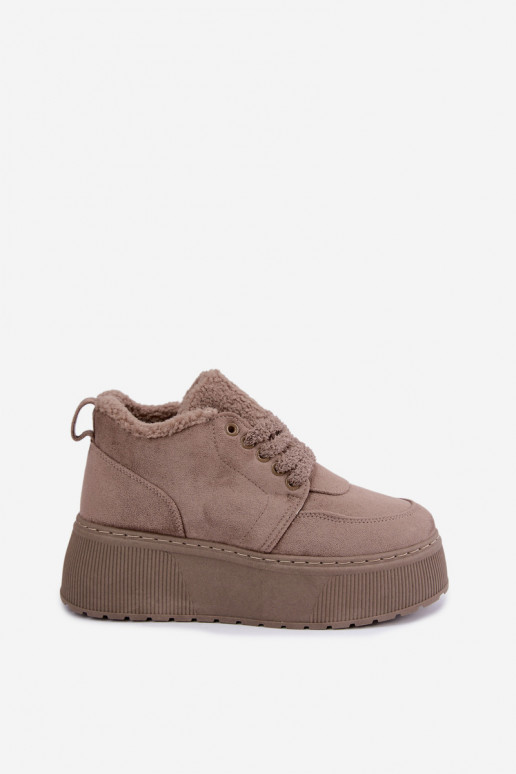 Botas de neve femininas com plataforma e pelo Luma argila