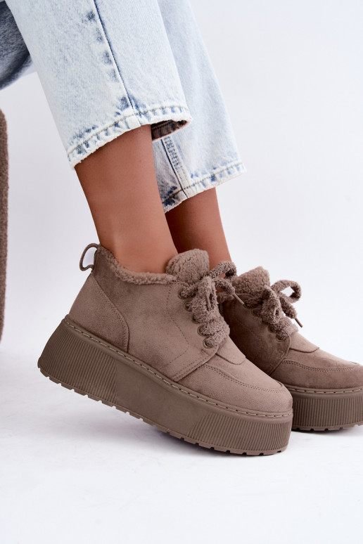 Botas de neve femininas com plataforma e pelo Luma argila