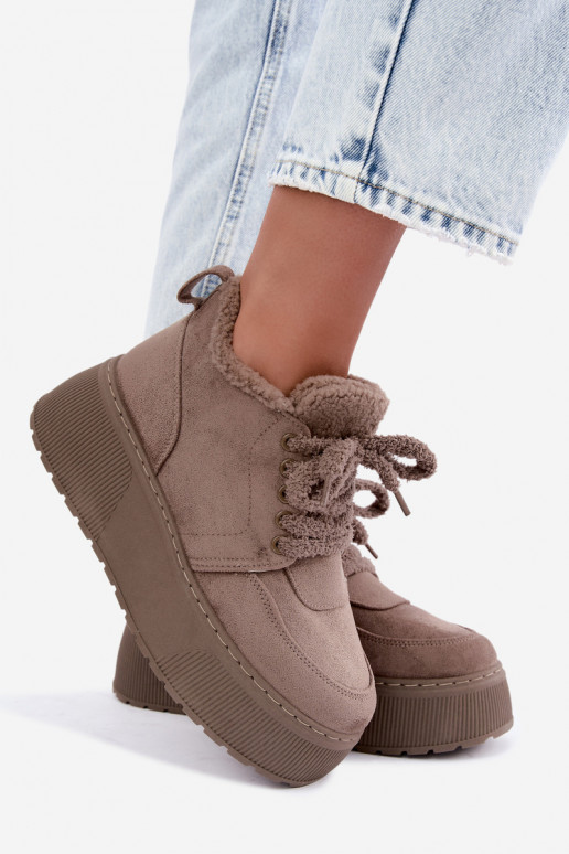 Botas de neve femininas com plataforma e pelo Luma argila