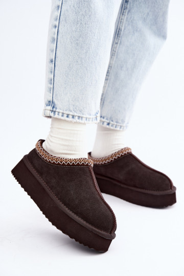 Botas de neve em camurça sintética com faixa decorativa Vinceza 97972 chocolate 2