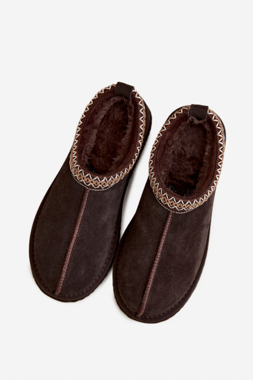 Botas de neve em camurça sintética com faixa decorativa Vinceza 97972 chocolate