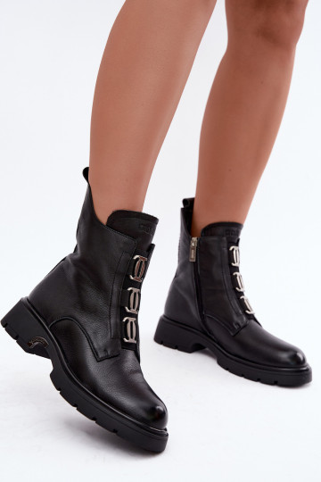 Botins de couro aquecidos com detalhes elegantes GOE UU2N4138 pretos 2