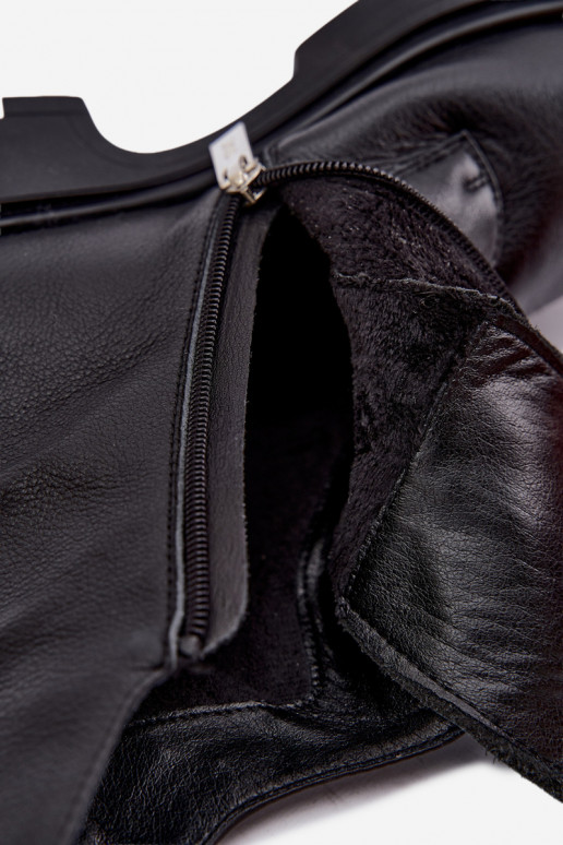 Botins de couro aquecidos com detalhes elegantes GOE UU2N4138 pretos