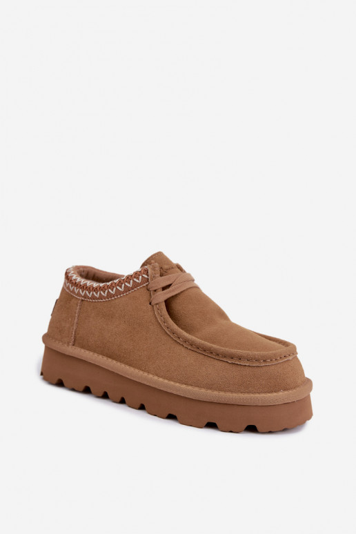 Botas de neve em camurça sintética com elementos bordados D7868-29 marrons