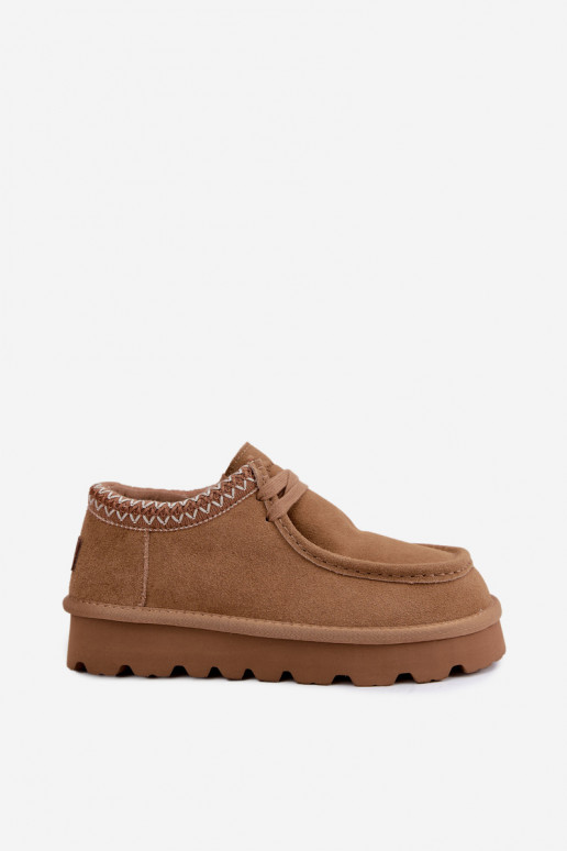 Botas de neve em camurça sintética com elementos bordados D7868-29 marrons