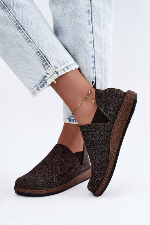 Sapatos de casa femininos Inblu NL000013 castanho escuro