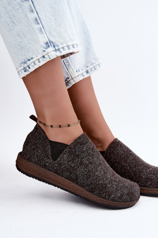 Sapatos de casa femininos Inblu NL000013 castanho escuro