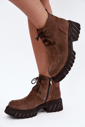 Botins de camurça sintética aquecidos Zazoo 60594 marrom