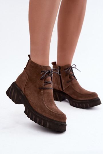 Botins de camurça sintética aquecidos Zazoo 60594 marrom 2