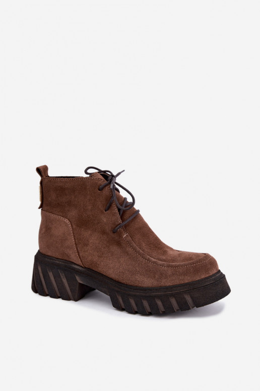 Botins de camurça sintética aquecidos Zazoo 60594 marrom