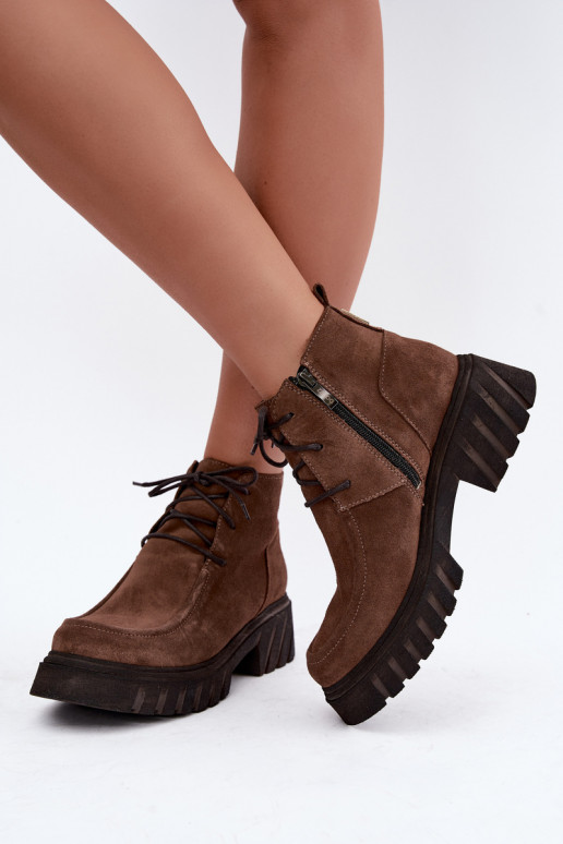 Botins de camurça sintética aquecidos Zazoo 60594 marrom