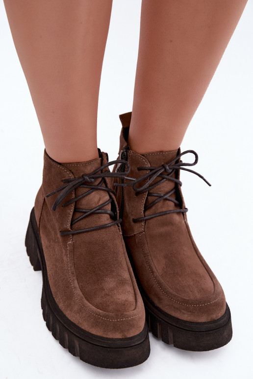 Botins de camurça sintética aquecidos Zazoo 60594 marrom