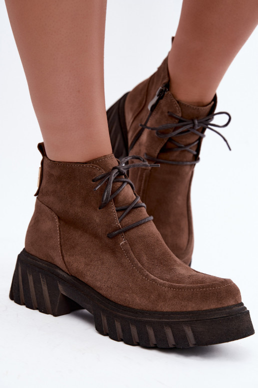 Botins de camurça sintética aquecidos Zazoo 60594 marrom