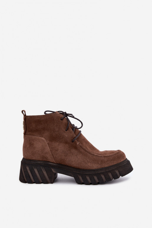 Botins de camurça sintética aquecidos Zazoo 60594 marrom