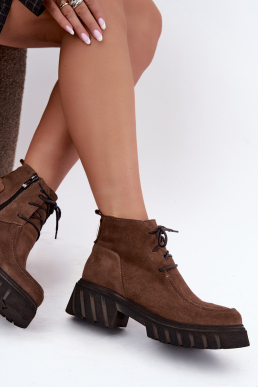 Botins de camurça sintética aquecidos Zazoo 60594 marrom