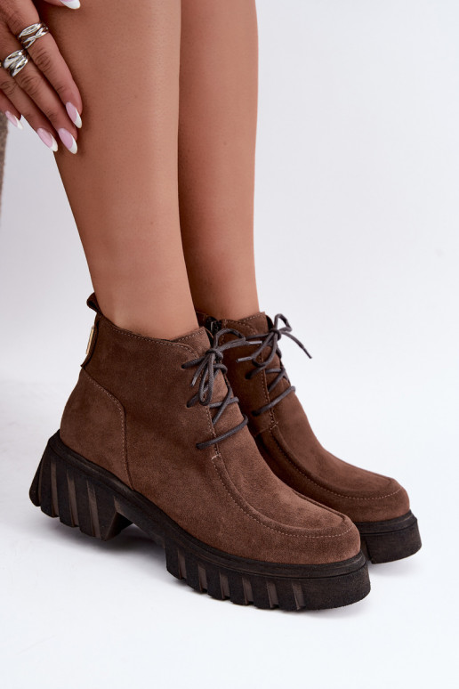 Botins de camurça sintética aquecidos Zazoo 60594 marrom
