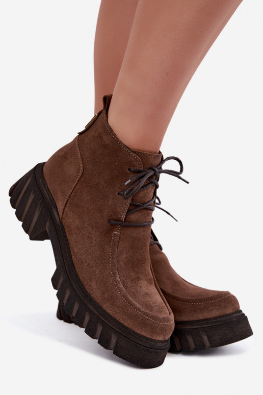 Botins de camurça sintética aquecidos Zazoo 60594 marrom