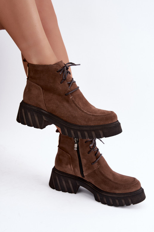 Botins de camurça sintética aquecidos Zazoo 60594 marrom