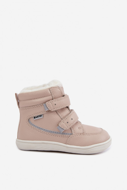 Botas de neve em couro para crianças Barefoot Bartek 8401454 cor areia