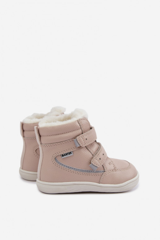 Botas de neve em couro para crianças Barefoot Bartek 8401454 cor areia