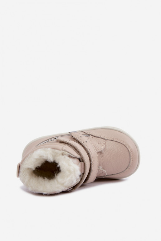 Botas de neve em couro para crianças Barefoot Bartek 8401454 cor areia