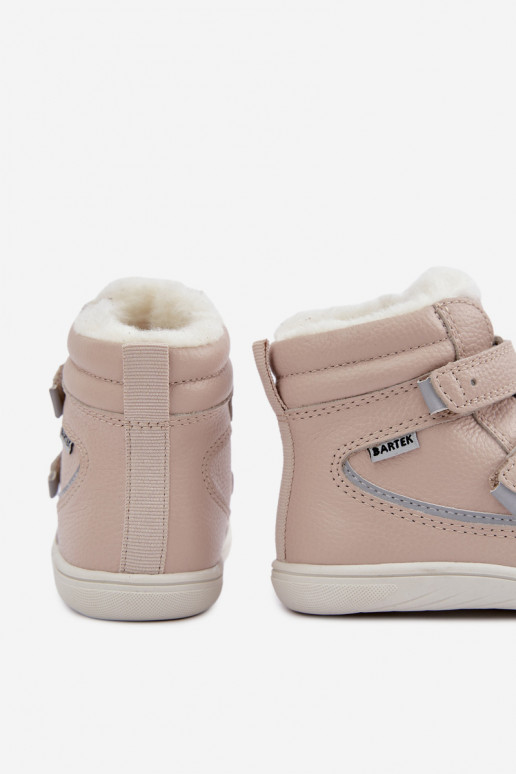 Botas de neve em couro para crianças Barefoot Bartek 8401454 cor areia