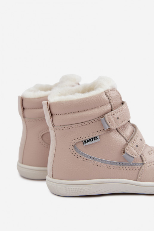 Botas de neve em couro para crianças Barefoot Bartek 8401454 cor areia