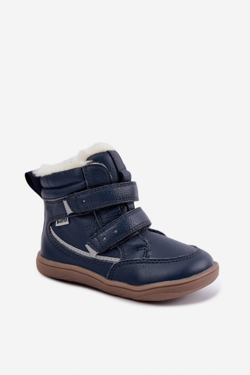 Botas de neve em couro para crianças Barefoot Bartek 8401456 azul escuro