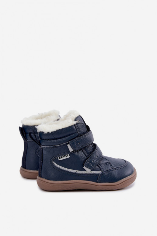 Botas de neve em couro para crianças Barefoot Bartek 8401456 azul escuro