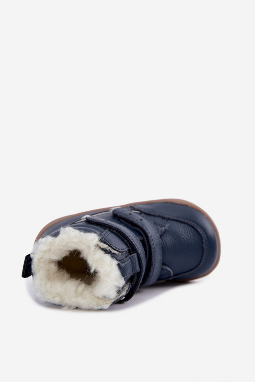 Botas de neve em couro para crianças Barefoot Bartek 8401456 azul escuro