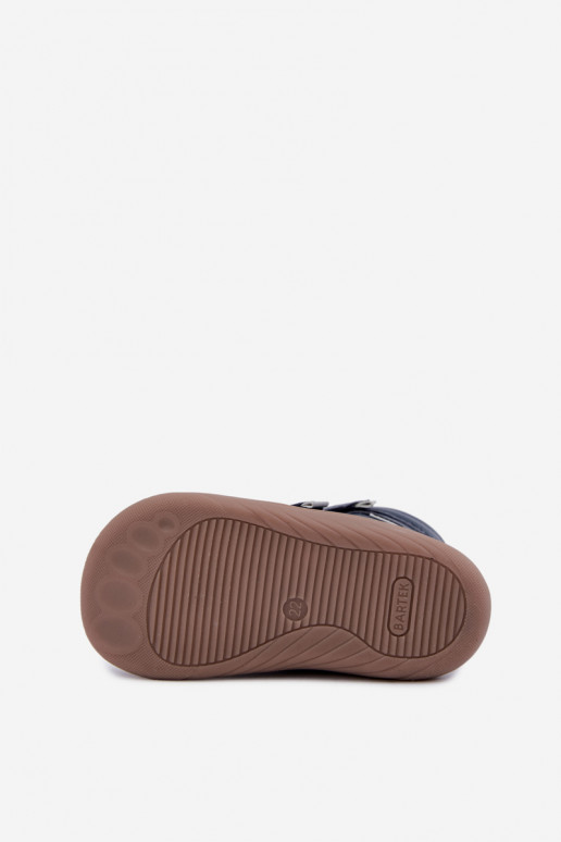 Botas de neve em couro para crianças Barefoot Bartek 8401456 azul escuro